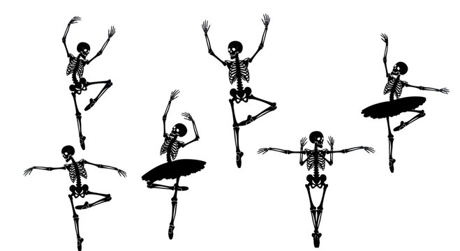Skeleton ballet dancers in various poses.