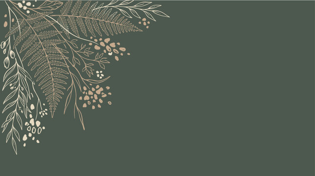 Elegant hand drawn botanical frame with leaves vector illustration