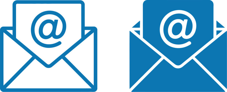 Mail icon set, email icon vector illustration with modern flat style for messaging, communication, and digital inbox interface design