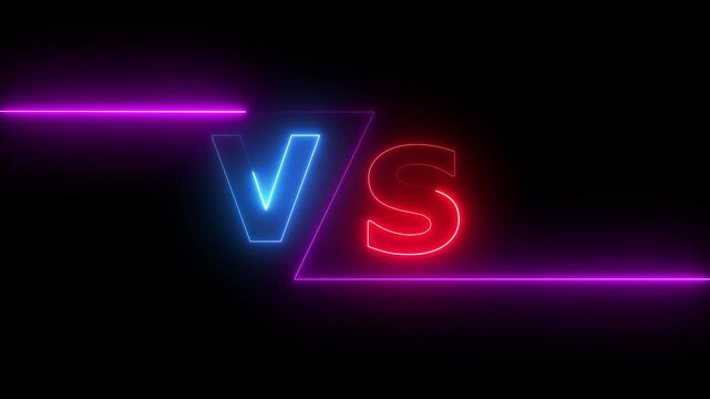 Vls neon sign animation with glowing blue and red letters, modern tech background, glowing vls text, blue and red, neon letters