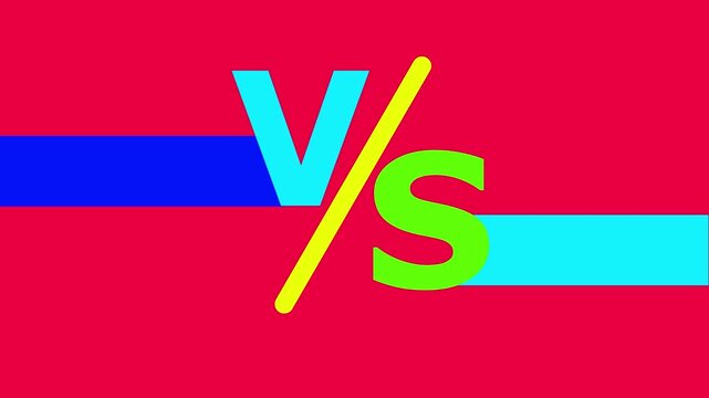 Modern 3d animated "vs" text transition with glowing neon effects vs text animation vs transition neon vs text effect