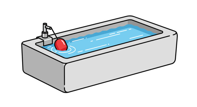 Automatic Water Trough for Livestock with Float Valve Mechanism Illustration