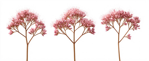 Naklejka premium Eupatorium fistulosum blooms evoke beauty and serenity against a clean white backdrop.