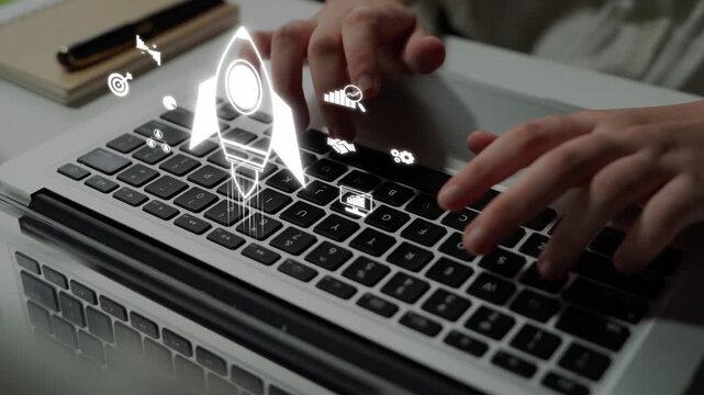 Startup launch and business growth concept, rocket symbolism, entrepreneurship, startup innovation, and early-stage success strategies for new business development and expansion. Muxer