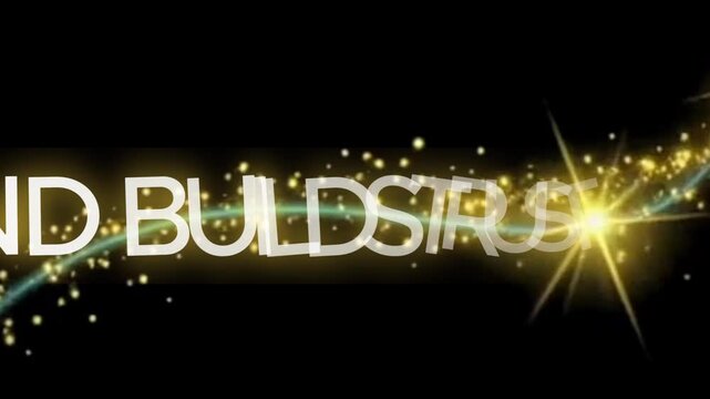 Minimal animated typography with bold white text &ldquo;BRAND BUILDS TRUST&rdquo; on black background, modern branding and customer trust concept, clean cinematic text animation, premium business marketing visual