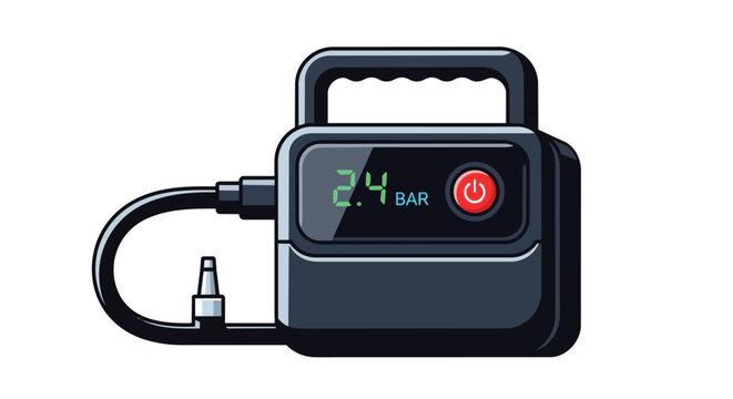Portable Digital Tire Inflator Air Compressor with LCD Display and Hose Illustration