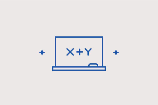 Chalkboard with formula line icon for classroom teaching and mathematics lectures. Academic vector illustration for online learning platforms and school department signage.