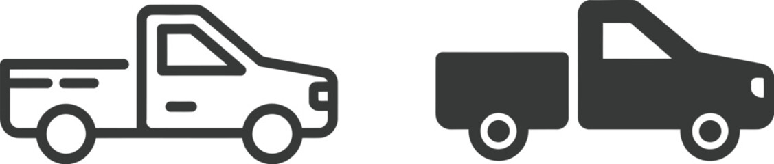 Pickup truck icon vector illustration with modern flat style for transportation, logistics, and delivery service application interface design © Komola