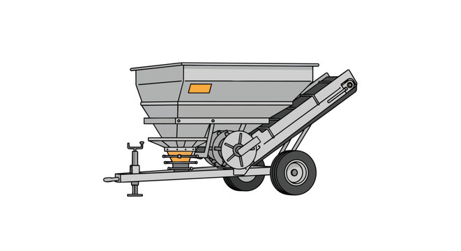 Agricultural Fertilizer Spreader and Seed Sower Trailer Illustration for Farming Equipment