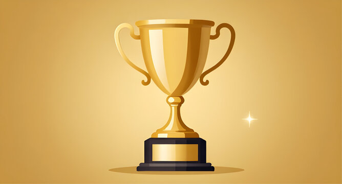 golden trophy cup vector illustration, victory award symbol graphic, champion trophy design, winner achievement clipart, success cup illustration, competition prize vector, luxury gold trophy artwork,