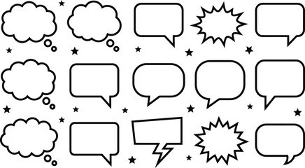 Obraz premium Speech bubbles collection featuring various comic style talk cloud shapes for modern graphic design projects
