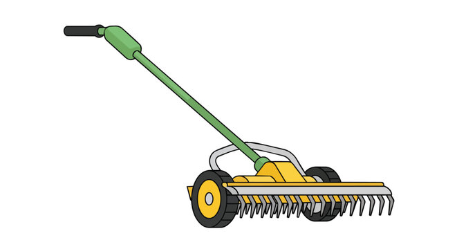 Manual Rolling Lawn Aerator Garden Tool for Soil Ventilation and Grass Care Illustration