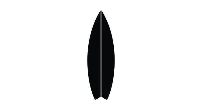 Black surfboard silhouette on a white background silhouette high quality professional detailed