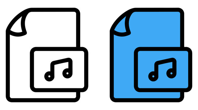 Music File Document Icon Set &ndash; Audio Media Vector Illustration