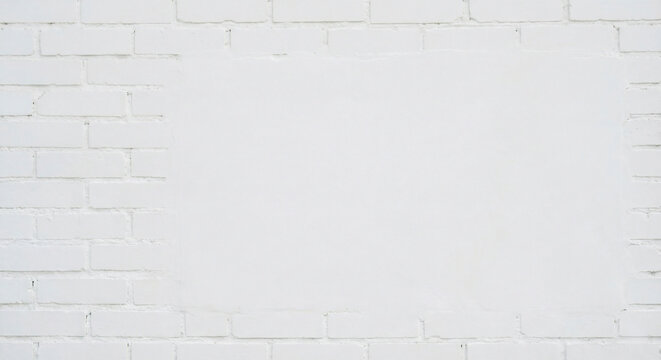 White brick wall texture background with a clean painted surface and copy space for TAXT 