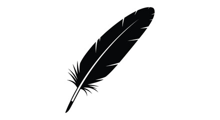 Obraz premium Black feather silhouette against a white background silhouette high quality professional detailed