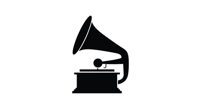 Vintage gramophone silhouette on a white background high quality professional detailed modern