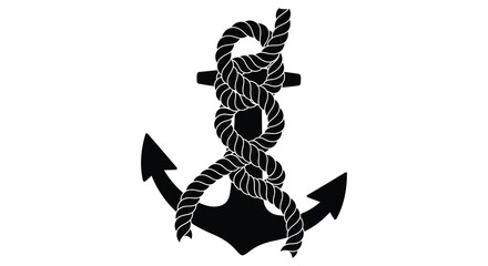 Black anchor with rope wrapped around it nautical silhouette high quality professional © MIRAJ02