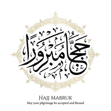 Hajj Mabruk Arabic Calligraphy Greeting for Successful Pilgrimage