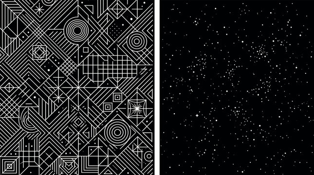 Geometric Pattern Illustration Featuring Structured and Random Elements in Vector Artwork