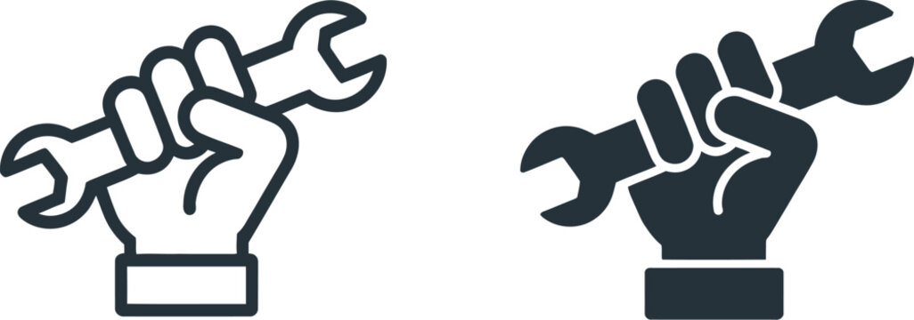 Spanner in hand repair icon vector illustration with modern flat style for maintenance, fixing services, and technical support concepts