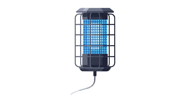 Electric Bug Zapper with Blue UV Light and Metal Protective Cage for Outdoor Insect Control Illustration