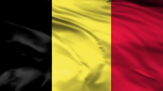 Belgium national flag waving in wind loopable 4k.