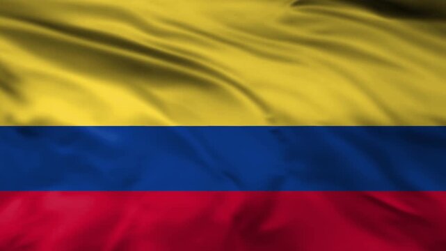 colombia national flag waving in wind 4k loopable. realistic colombian flag animation.