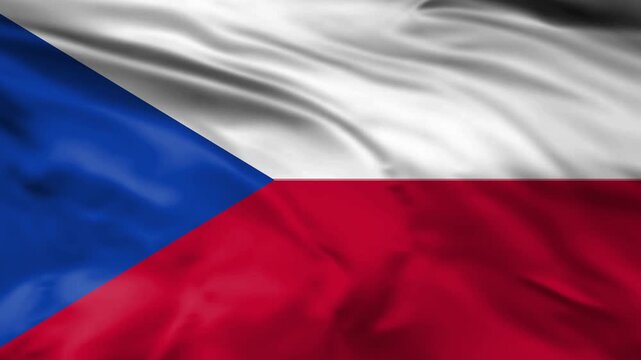 national flag of czechia waving in wind 4k loopable. czechia flag animation loop.