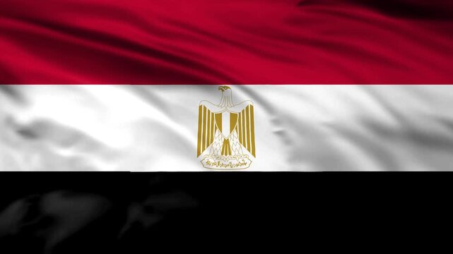 egypt national flag waving in wind 4k loopable. realistic egyptian flag animation overlay.