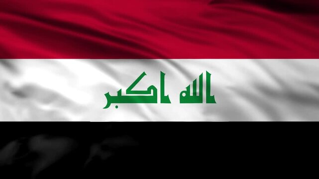 iraq national flag waving background, realistic iraq flag animation loop with alpha channel.