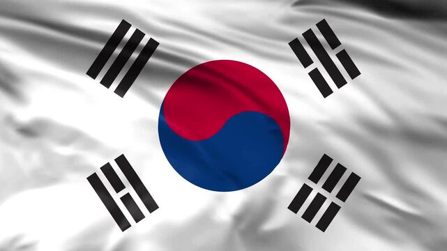 south korea flag waving background loopable 4k. national flag of south korea waving in wind.