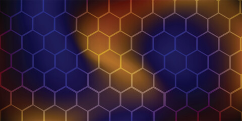 Fototapeta premium Abstract dark hexagon pattern on red neon background technology style. Modern futuristic geometric shape web banner design. You can use for cover template, poster, flyer, print ad. Vector illustration