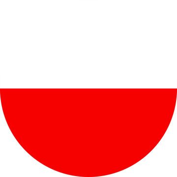 circular polish flag vector illustration with white rectangle and red semicircle in minimalist svg design