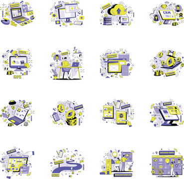 Pack of Flat Illustration Startup and Saas illustration 

