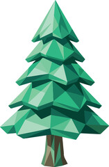 Fototapeta premium Low poly christmas tree design with sharp geometric shapes and vibrant green tones for holiday seasonal greeting card art.