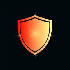 Obraz premium Shiny Golden Shield Icon with Sparkles