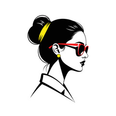 Stylish Woman Profile Portrait with Sunglasses and Hair Bun © Didit
