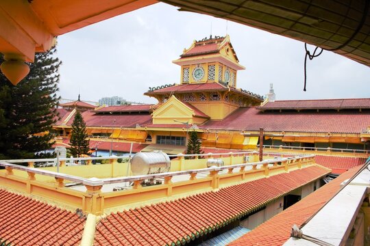 Ho Chi Minh City, Vietnam - April 2026: Exterior view of Binh Tay Market, also known as Cholon Market, featuring traditional Vietnamese and Chinese-influenced architecture in Ho Chi Minh City, Vietnam