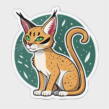 Cartoon Caracal Cat Sticker