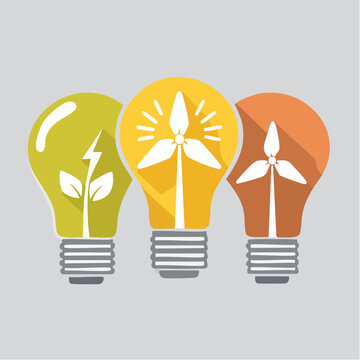 Renewable energy concepts represented by light bulbs