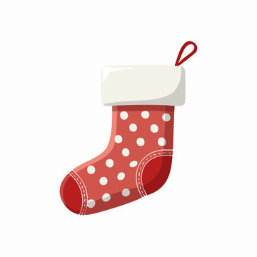 Red Polka Dot Christmas Stocking with White Trim
