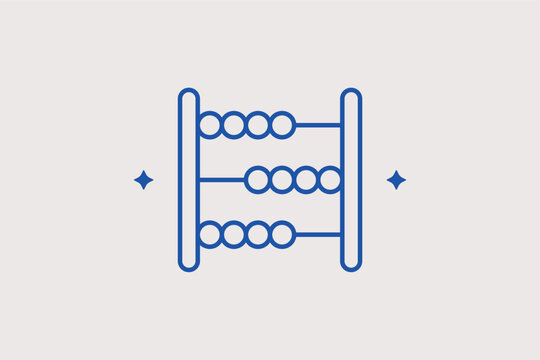 Classic abacus line icon for early mathematics and mental arithmetic training. Traditional vector illustration for preschool learning materials and history of science blogs.