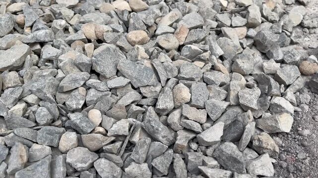 Close-up of Crushed Grey Stones for Construction