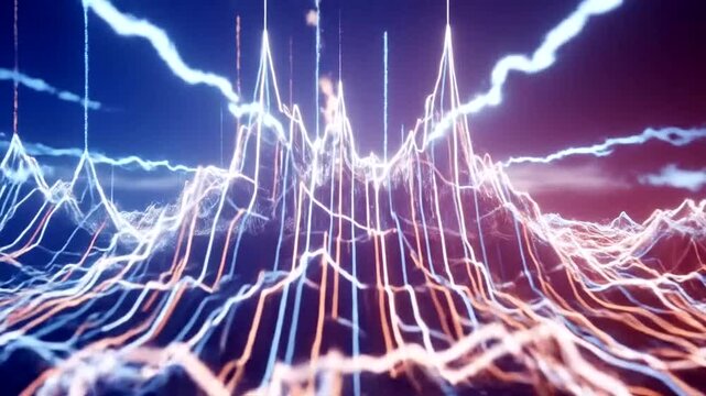 Vibrant digital waveform graphic illustration.