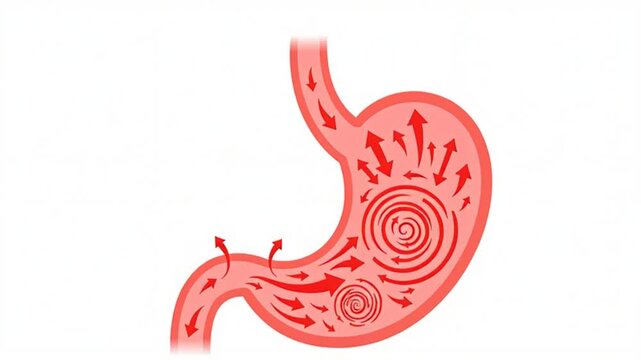 Human Stomach Acid Reflux Flat Illustration. 4K Video