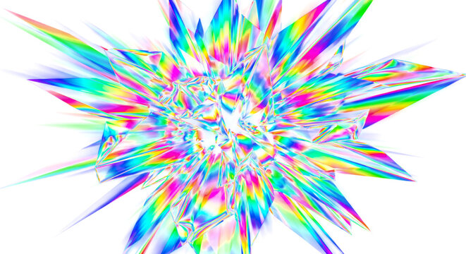 Neon Holographic Prism Burst Iridescent Overlay Effect PNG Transparent Background