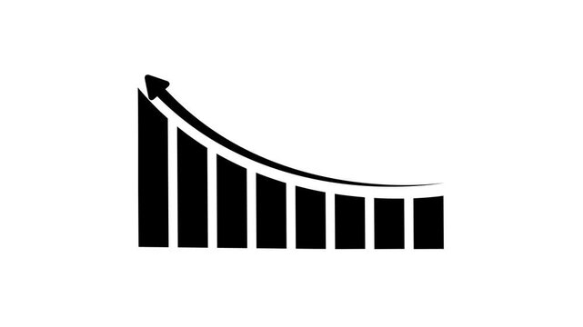 Animation data stock market business infographics black color Graf animation with arrow white background,with 4k video animation. .
