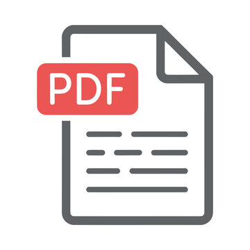 pdf document icon flat vector illustration with red label