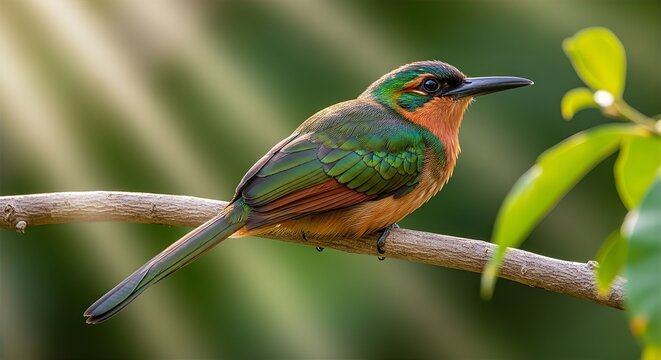 Rufous-tailed Jacamar Tropical Branch Sun Spark Perch